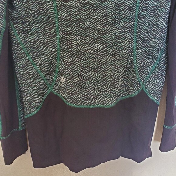 Lululemon Athletica Daily Practice Green Chevron Hooded Full Zip Jacket 10 - Picture 6 of 12